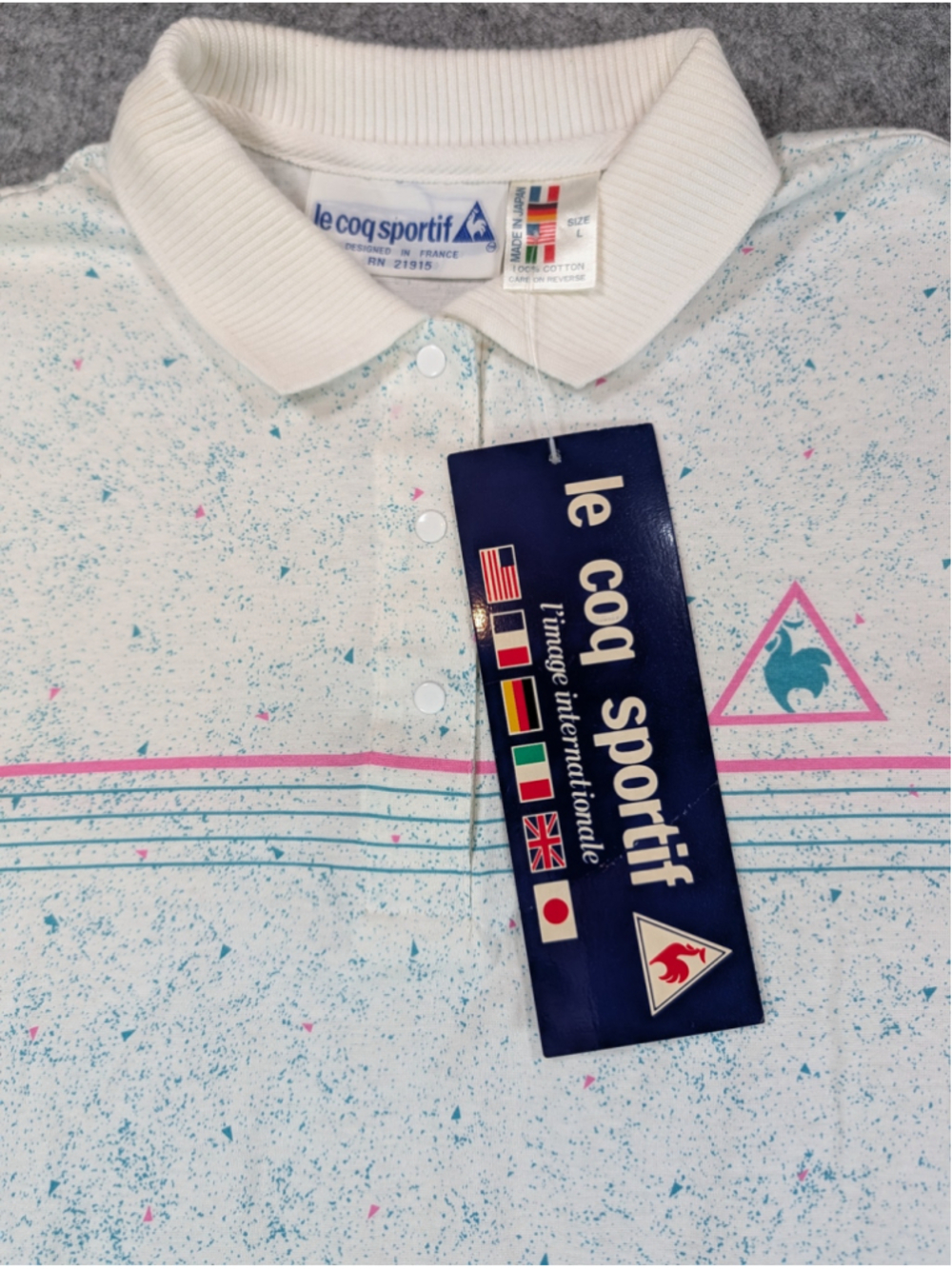 VTG Le Coq Sportif Retro 80s 90s Geometric Polo NWT